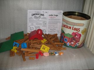 The Lincoln Log Discoverybuilding Set W Tin Storage Can 99 Complete