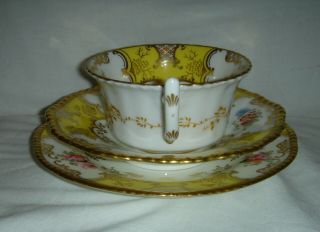 LOVELY ANTIQUE COALPORT YELLOW BATWING TRIO: CUP,  SAUCER & SIDE PLATE Y2665 6