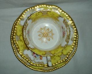 LOVELY ANTIQUE COALPORT YELLOW BATWING TRIO: CUP,  SAUCER & SIDE PLATE Y2665 7