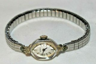 Antique Vintage Art Deco Silver Tone Diamond Benrus Swiss Ladies Watch