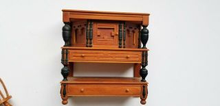 Vintage Carved Cheerywood And Ebony Wood Cabinet Signed Warren Dick