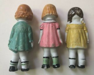 Bisque Penny Dolls Girls In Dresses Split Leg vtg Frozen Charlotte Japan Figures 2