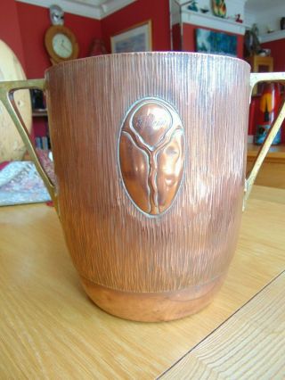 A Lovely Wmf Wine Cooler/ice Bucket Art Nouveau Copper And Brass Handles
