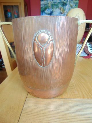 A lovely WMF Wine Cooler/Ice bucket Art Nouveau Copper and Brass handles 2