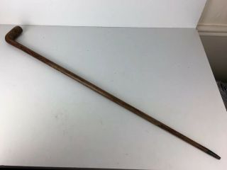 Vintage Short Wooden Walking Stick / Aid With Semi Rounded Handle Top