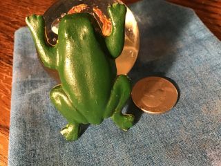 Small Antique Cast Iron Miniature Frog Figurine Desk Paperweight Cute Estate