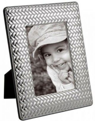 Sterling Silver - Carrs Basketweave - Photo / Picture Frame - 5 " X 3 1/2 " B