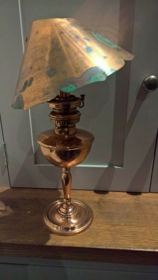 Copper Vintage Oil Lamp With Offset Shade