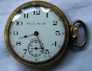 Antique Hampton 17 Jewel 10k Rolled Gold Plate Pocket Watch 2 " Dia " Genl Stark "