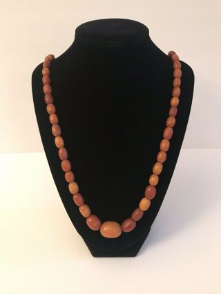 Antique Baltic Amber Butterscotch Yolk Beads Necklace 49 Beads Needs Restringing
