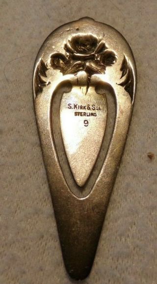Antique Victorian Sterling Silver Bookmark Rose Flower S KIRK & SON 9 2