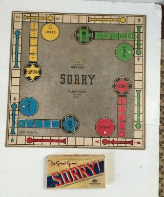 Sorry The Great Game Antique Vintage Board Game 1930s Parker Brothers