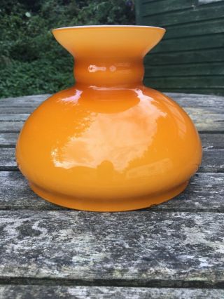Vintage Mustard & Milk Glass Oil Lamp Shade