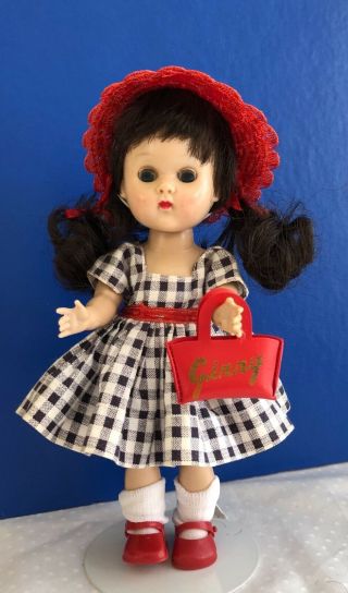 Vintage Vogue Slw Ginny Doll In Her Tagged Black & White Check Dress