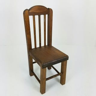 Vintage Dark Wood Wooden Straight Back Armless Doll Chair 9 1/4 " X 3 1/2 " X 4 "
