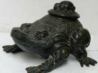 Wonderful Old Chinese Bronze Toad Censer - Extremely Rare - L@@k