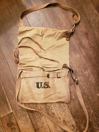 Antique Wwi Us Army M1912 Feed Bag Ammo Ww1 Back Pack Cavalry Kemper