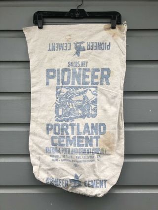 Vintage Pioneer Portland Cement Bag Philadelphia,  Pa.  Advertising Cotton Sack