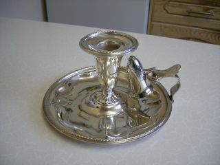 Vintage Silver Plated Chamber Candlestick With Snuffer (2137)
