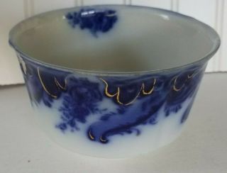 Antique Flow Blue Grindley Argyle Waste Bowl England Gold Trim