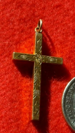 12k Gold Filled Cross Pendant - Antique Vintage Crucifix
