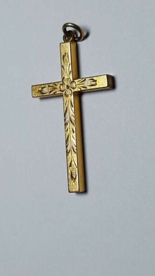 12K Gold Filled Cross Pendant - Antique Vintage Crucifix 2