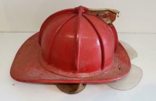 Fireman Helmet Cairns & Brother Firefighter Bros Leather Vintage Antique Red