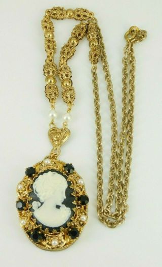 Vintage / Antique West Germany Cameo Necklace 24.  5 " Long