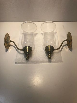 2 Vintage Hand Forged Solid Brass Wall Sconce Candle Holders