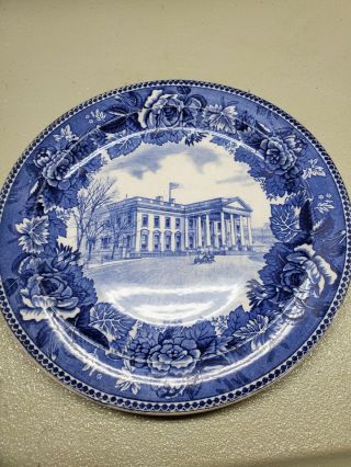 Antique Wedgewood Plate “the White House” Flow Blue 9 "