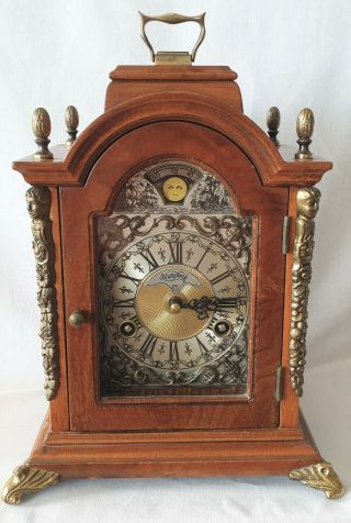 Warmink Dutch 8 Day Mantel Clock With Moon Dial,  Rolling Moon Dial