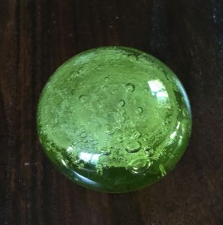 Set (2) Green Glass Art Bubble Door Knobs (lime green) Silver Hardware 3
