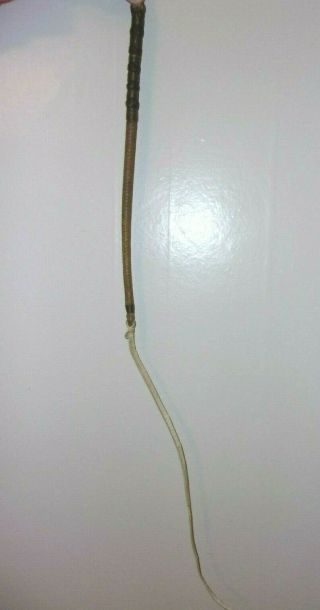 Antique Victorian ?? Men Lady Woven Braided Leather Wire Riding Crop Whip
