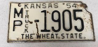 Vintage 1954 Kansas License Plate Antique Mcpherson County Auto Tag