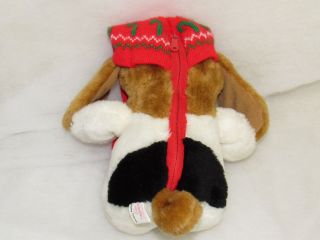 Vtg 80s Christmas Surprise Package Stuffed Plush Dog St Bernard Puppy Reversible 3