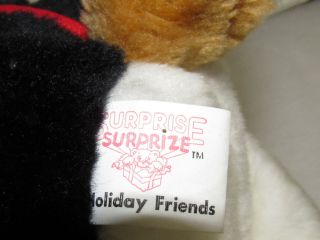 Vtg 80s Christmas Surprise Package Stuffed Plush Dog St Bernard Puppy Reversible 4