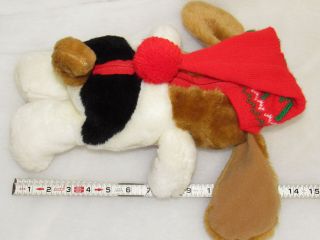Vtg 80s Christmas Surprise Package Stuffed Plush Dog St Bernard Puppy Reversible 7
