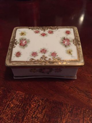 Antique Nippon Postal Stamp Holder With Roses And Flowers Rare