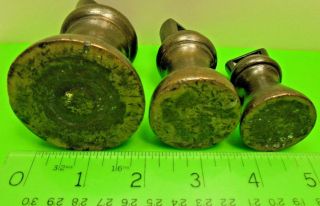 ANTIQUE 1700 GEORGIAN EARLY 1800 BRONZE SET THREE 2 1 1/2 lb BELL SCALE WEIGHTS 5