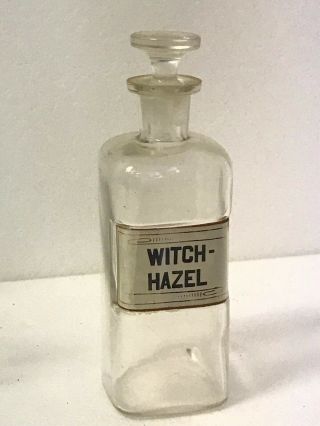 Vintage Early 1900s C.  L.  G Co.  Witch Hazel Apothecary Bottle W Stopper