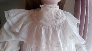 Antique White Cotton & Lace Lawn Dress for Large French,  German Antique Doll 4