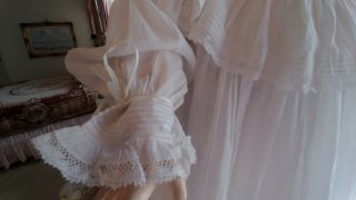 Antique White Cotton & Lace Lawn Dress for Large French,  German Antique Doll 5