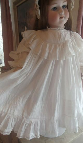 Antique White Cotton & Lace Lawn Dress for Large French,  German Antique Doll 8
