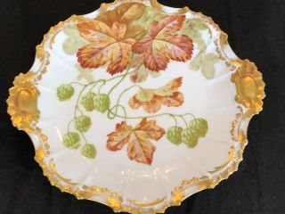 Coiffe Limoge Antique Hand Painted 2 Handle Cake Plate Stunning