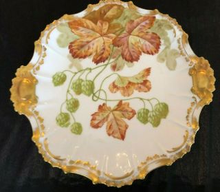 Coiffe Limoge antique hand painted 2 handle cake plate STUNNING 2