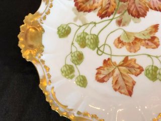 Coiffe Limoge antique hand painted 2 handle cake plate STUNNING 5