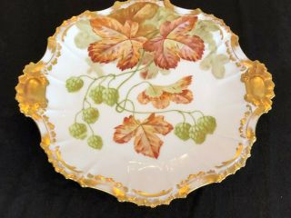Coiffe Limoge antique hand painted 2 handle cake plate STUNNING 6