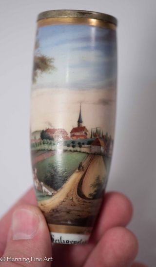 Antique German Hand Painted Pipe Bowl,  Porcelain W/ Landscape Painting