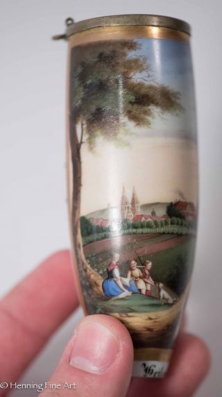 Antique German Hand Painted Pipe Bowl,  Porcelain w/ Landscape Painting 2
