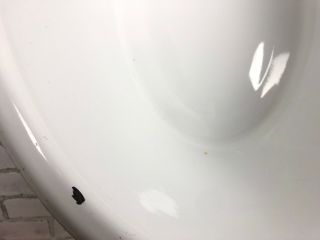 Vintage Porcelain Enamel Baby Bath Tub Wash Basin Large Oval White Black Edge 4